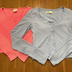 Bundle of Two Long Sleeves - Pink and Hollister